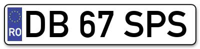 Placuta inmatriculare numar auto  DB-67-SPS, DB 67 SPS, DB67SPS
