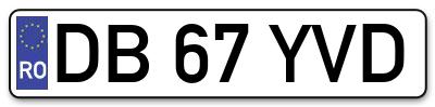 Placuta inmatriculare numar auto  DB-67-YVD, DB 67 YVD, DB67YVD