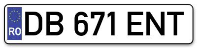 Placuta inmatriculare numar auto  DB-671-ENT, DB 671 ENT, DB671ENT