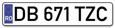 Placuta inmatriculare numar auto  DB-671-TZC, DB 671 TZC, DB671TZC
