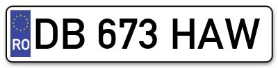 Placuta inmatriculare numar auto  DB-673-HAW, DB 673 HAW, DB673HAW