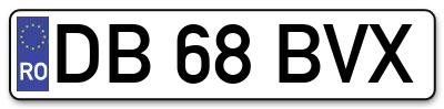 Placuta inmatriculare numar auto  DB-68-BVX, DB 68 BVX, DB68BVX