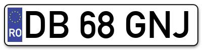 Placuta inmatriculare numar auto  DB-68-GNJ, DB 68 GNJ, DB68GNJ