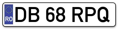 Placuta inmatriculare numar auto  DB-68-RPQ, DB 68 RPQ, DB68RPQ