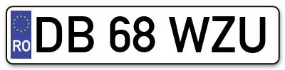 Placuta inmatriculare numar auto  DB-68-WZU, DB 68 WZU, DB68WZU