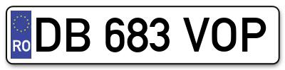 Placuta inmatriculare numar auto  DB-683-VOP, DB 683 VOP, DB683VOP