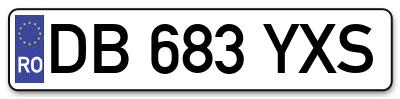 Placuta inmatriculare numar auto  DB-683-YXS, DB 683 YXS, DB683YXS