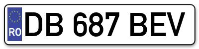 Placuta inmatriculare numar auto  DB-687-BEV, DB 687 BEV, DB687BEV