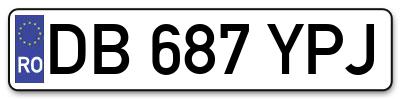 Placuta inmatriculare numar auto  DB-687-YPJ, DB 687 YPJ, DB687YPJ