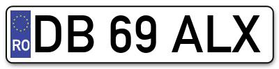 Placuta inmatriculare numar auto  DB-69-ALX, DB 69 ALX, DB69ALX