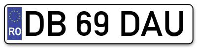 Placuta inmatriculare numar auto  DB-69-DAU, DB 69 DAU, DB69DAU