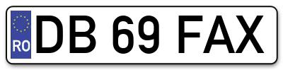 Placuta inmatriculare numar auto  DB-69-FAX, DB 69 FAX, DB69FAX