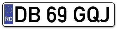 Placuta inmatriculare numar auto  DB-69-GQJ, DB 69 GQJ, DB69GQJ