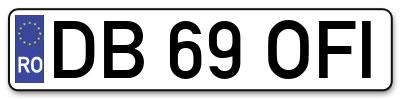 Placuta inmatriculare numar auto  DB-69-OFI, DB 69 OFI, DB69OFI