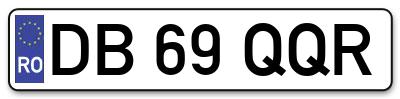 Placuta inmatriculare numar auto  DB-69-QQR, DB 69 QQR, DB69QQR