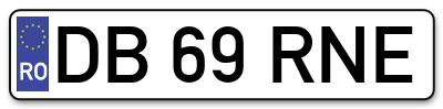 Placuta inmatriculare numar auto  DB-69-RNE, DB 69 RNE, DB69RNE