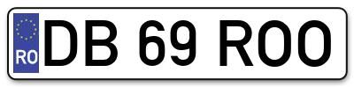Placuta inmatriculare numar auto  DB-69-ROO, DB 69 ROO, DB69ROO