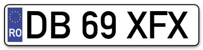 Placuta inmatriculare numar auto  DB-69-XFX, DB 69 XFX, DB69XFX