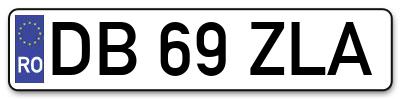Placuta inmatriculare numar auto  DB-69-ZLA, DB 69 ZLA, DB69ZLA