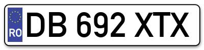 Placuta inmatriculare numar auto  DB-692-XTX, DB 692 XTX, DB692XTX