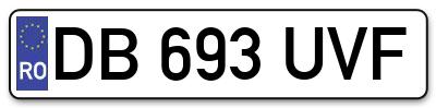 Placuta inmatriculare numar auto  DB-693-UVF, DB 693 UVF, DB693UVF