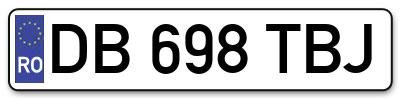 Placuta inmatriculare numar auto  DB-698-TBJ, DB 698 TBJ, DB698TBJ