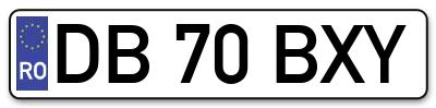 Placuta inmatriculare numar auto  DB-70-BXY, DB 70 BXY, DB70BXY