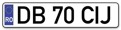Placuta inmatriculare numar auto  DB-70-CIJ, DB 70 CIJ, DB70CIJ