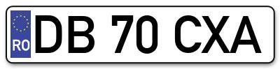 Placuta inmatriculare numar auto  DB-70-CXA, DB 70 CXA, DB70CXA