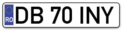 Placuta inmatriculare numar auto  DB-70-INY, DB 70 INY, DB70INY