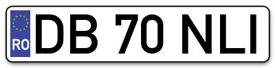 Placuta inmatriculare numar auto  DB-70-NLI, DB 70 NLI, DB70NLI