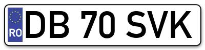 Placuta inmatriculare numar auto  DB-70-SVK, DB 70 SVK, DB70SVK