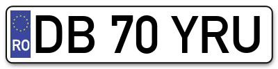 Placuta inmatriculare numar auto  DB-70-YRU, DB 70 YRU, DB70YRU