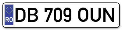 Placuta inmatriculare numar auto  DB-709-OUN, DB 709 OUN, DB709OUN