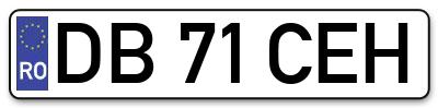 Placuta inmatriculare numar auto  DB-71-CEH, DB 71 CEH, DB71CEH