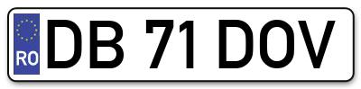 Placuta inmatriculare numar auto  DB-71-DOV, DB 71 DOV, DB71DOV