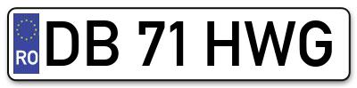 Placuta inmatriculare numar auto  DB-71-HWG, DB 71 HWG, DB71HWG