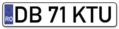 Placuta inmatriculare numar auto  DB-71-KTU, DB 71 KTU, DB71KTU