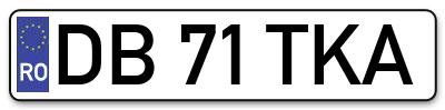 Placuta inmatriculare numar auto  DB-71-TKA, DB 71 TKA, DB71TKA