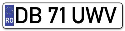 Placuta inmatriculare numar auto  DB-71-UWV, DB 71 UWV, DB71UWV