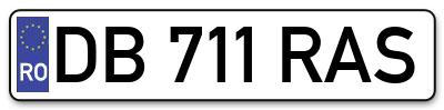 Placuta inmatriculare numar auto  DB-711-RAS, DB 711 RAS, DB711RAS