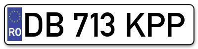 Placuta inmatriculare numar auto  DB-713-KPP, DB 713 KPP, DB713KPP