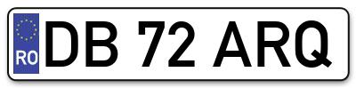 Placuta inmatriculare numar auto  DB-72-ARQ, DB 72 ARQ, DB72ARQ