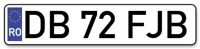 Placuta inmatriculare numar auto  DB-72-FJB, DB 72 FJB, DB72FJB