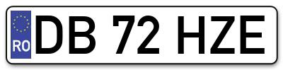 Placuta inmatriculare numar auto  DB-72-HZE, DB 72 HZE, DB72HZE