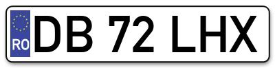 Placuta inmatriculare numar auto  DB-72-LHX, DB 72 LHX, DB72LHX