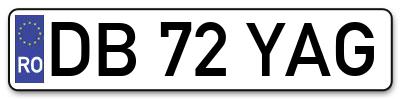 Placuta inmatriculare numar auto  DB-72-YAG, DB 72 YAG, DB72YAG