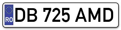 Placuta inmatriculare numar auto  DB-725-AMD, DB 725 AMD, DB725AMD