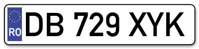 Placuta inmatriculare numar auto  DB-729-XYK, DB 729 XYK, DB729XYK