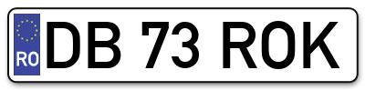 Placuta inmatriculare numar auto  DB-73-ROK, DB 73 ROK, DB73ROK